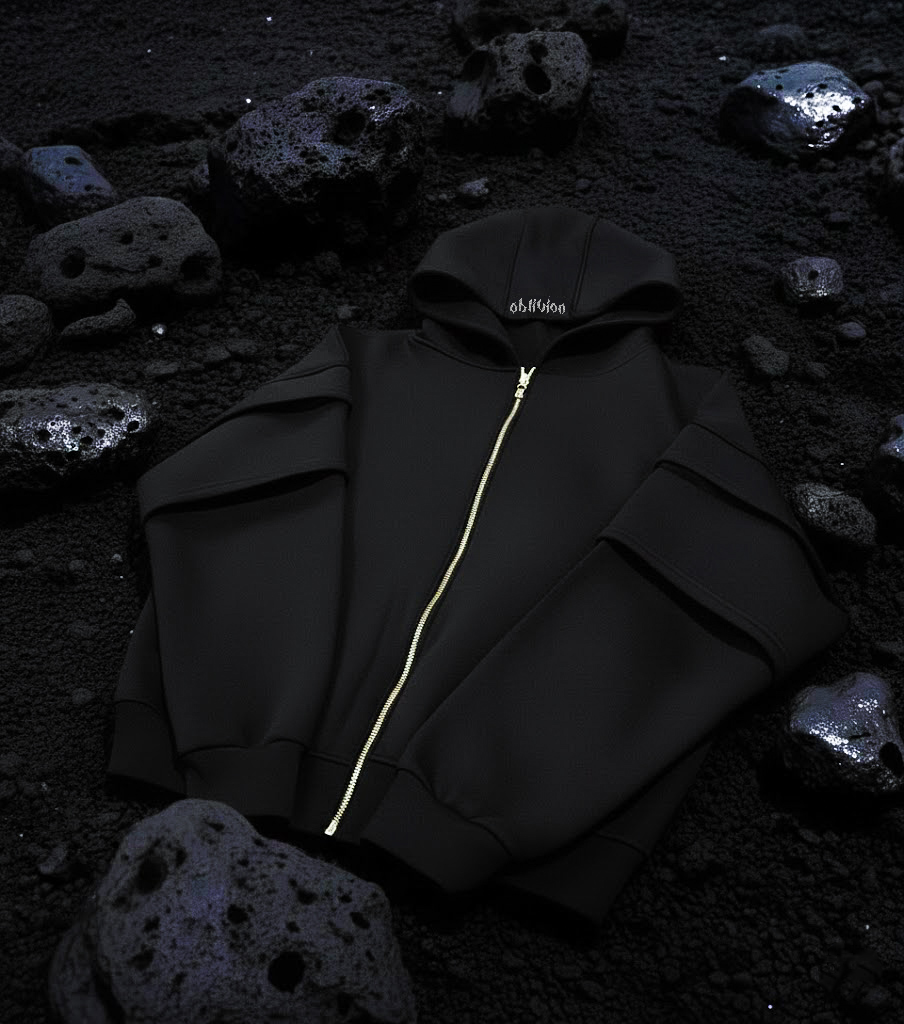OBLIVION ZIP-UP ARMORED HOODIE 'BLACK (BOXY FIT)