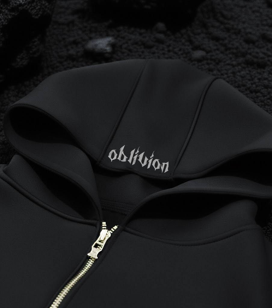 OBLIVION ZIP-UP ARMORED HOODIE 'BLACK (BOXY FIT)